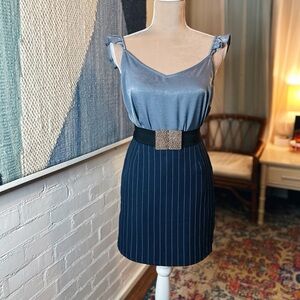 Nasty Gal Navy Pin Striped Pencil Mini Skirt